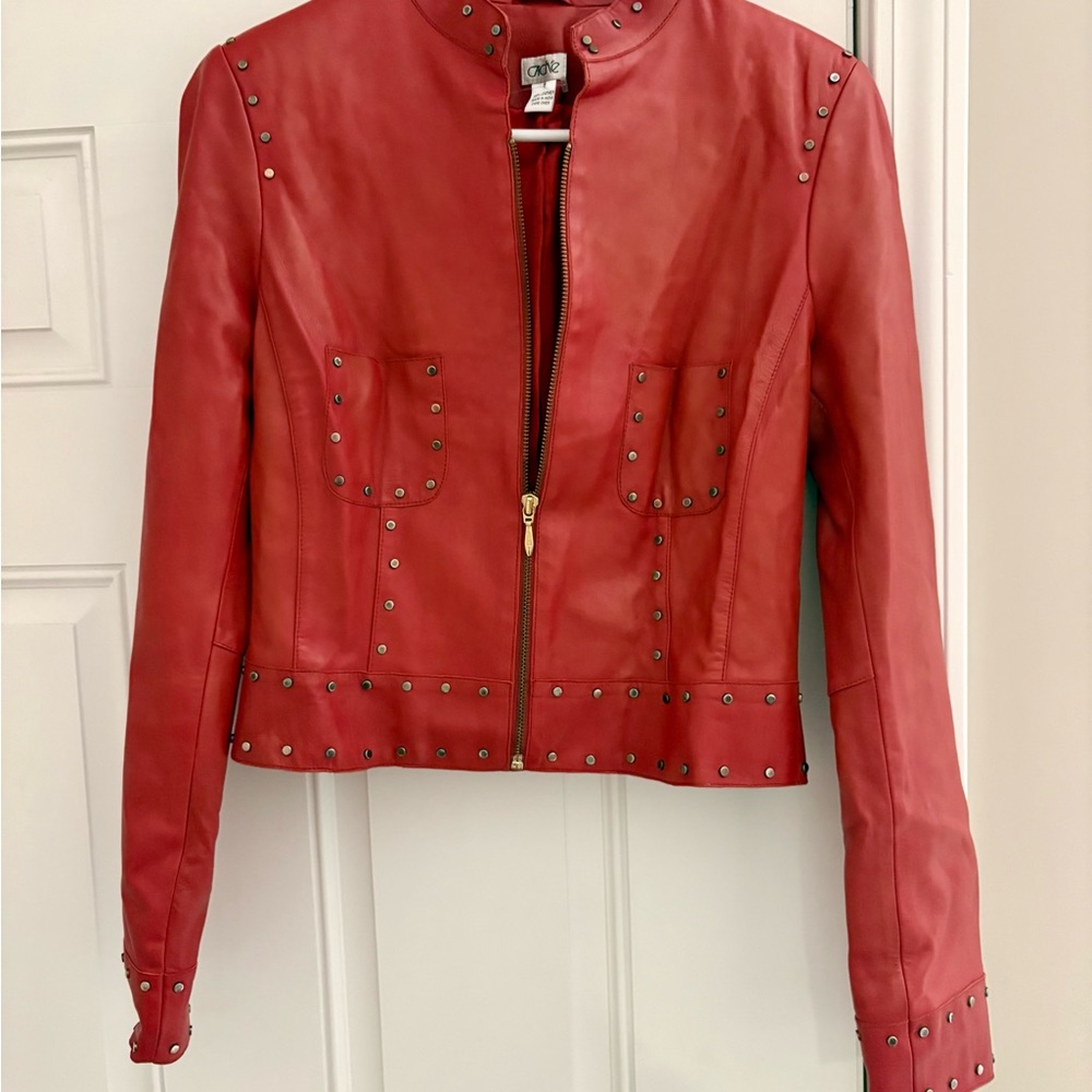 Cache Red Leather Jacket with Studs - image 1